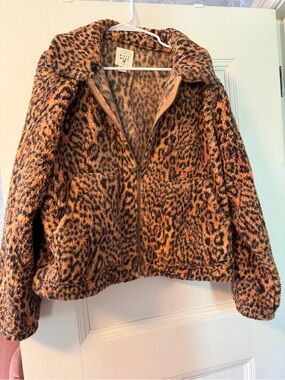 Billabong Women’s Leopard Sherpa Jacket - Brown, Black